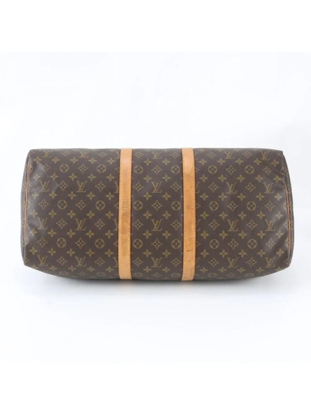 Louis Vuitton Monogram Keepall 55 Leather Boston Bag Tote Carry